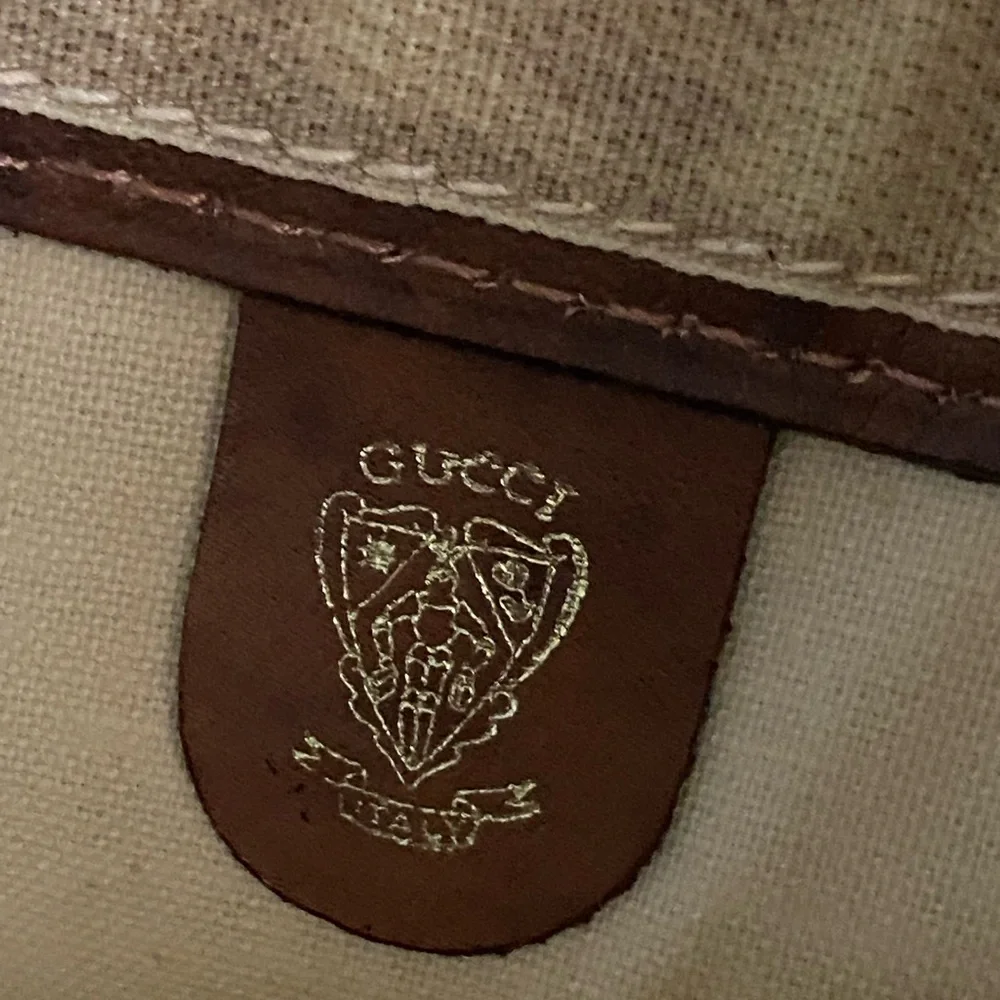 Vintage Gucci LKNW Oversized Clutch Toiletry Bag Horsebit Logo Fabric/Leather